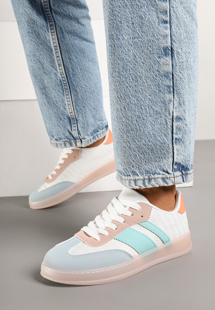 Biało-Niebieskie Sneakersy w Stylu Tenisówek z Paskami Eleaniria