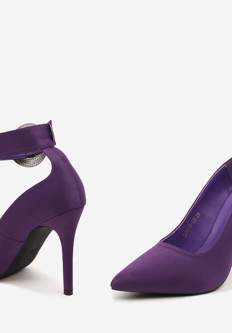 Fioletowe Szpilki Wykończone Sprzączką z Cyrkoniami Nelsitha