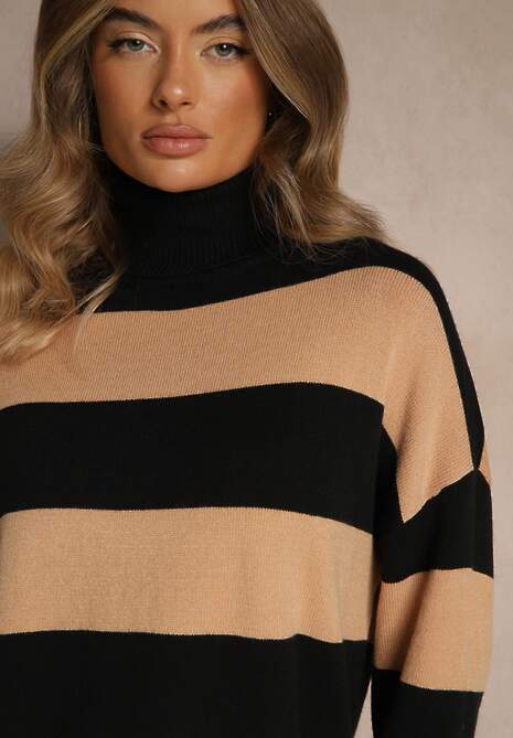 Czarny Golf Ozdobiony Paskami Raluna