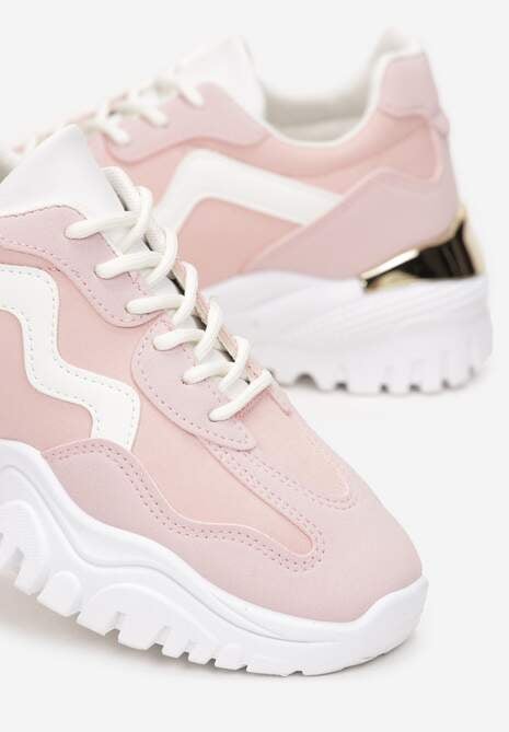 Różowe Sneakersy Ozdobione Metaliczną Wstawką na Grubej Podeszwie Ashtonia