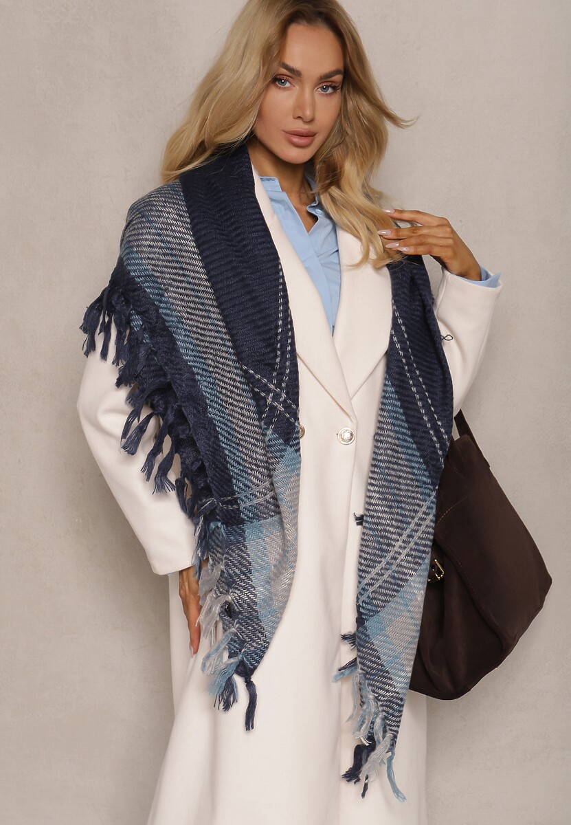 Granatowy Szalik w Paski Sialenni