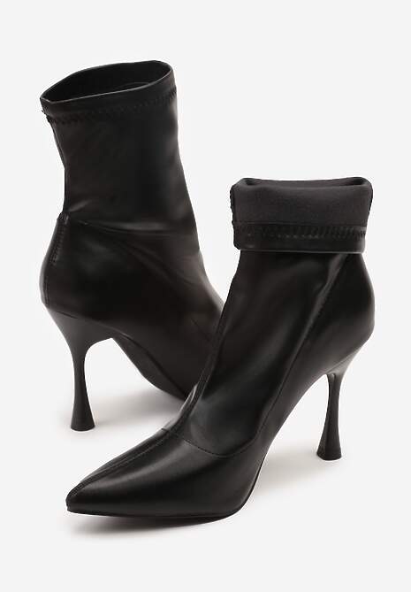 Czarne Elastyczne Botki Vices na Klepsydrowym Obcasie Noraye