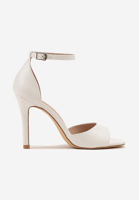 Białe Sandały Vices na Szpilce z Okrągłym Noskiem Katoria