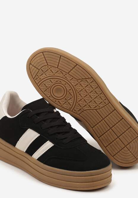 Czarne Sneakersy w Stylu Klasycznych Tenisówek na Platformie Nallania