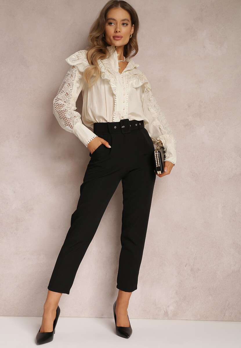 Niebieskie Spodnie z Paskiem Eudea