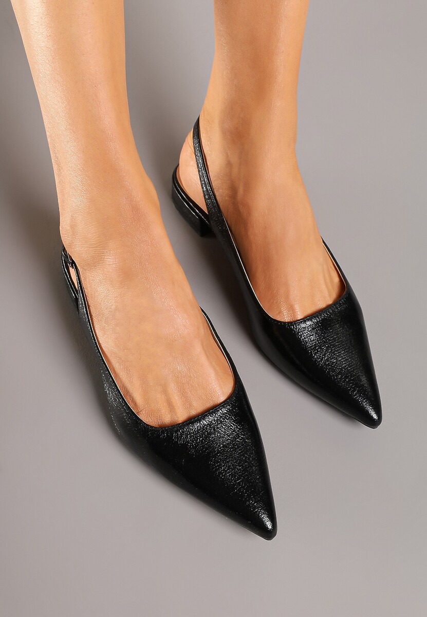 Czarne Sandały Typu Slingback ze Szpiczastym Noskiem Pilliane