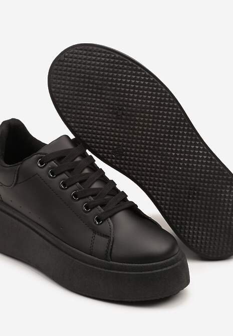 Czarne Basicowe Sneakersy na Platformie Jorvisa