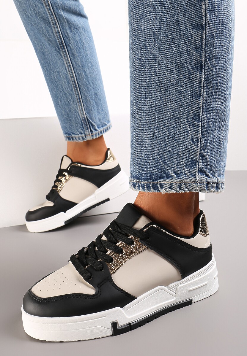 Ciemnobeżowe Sneakersy z Ozdobnymi Wstawkami Jeffeed