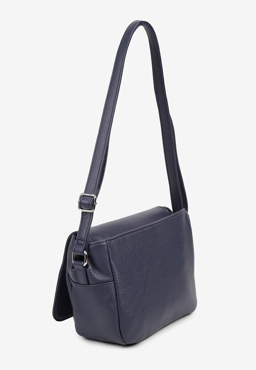 Granatowa Torebka Ozdobiona Metaliczną Aplikacją Sonarianis