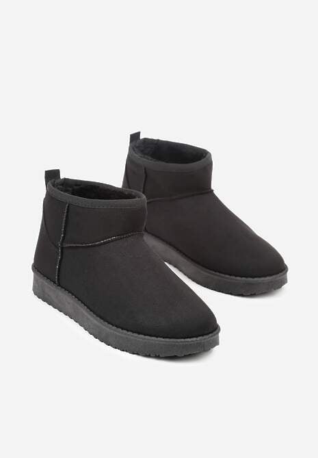 Czarne Śniegowce z Niską Cholewką Retira