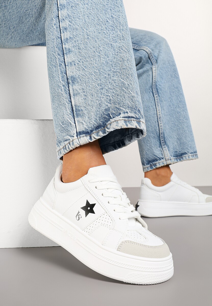 Białe Sneakersy Vices na Platformie z Gwiazdką Fenarra