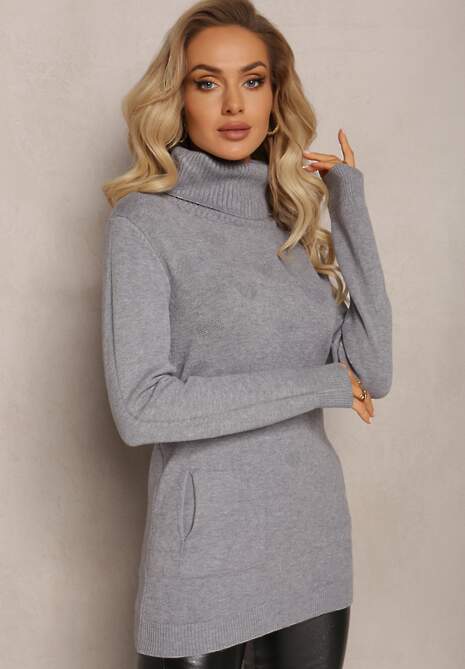 Szary Golf z Długim Rękawem Kinfrei