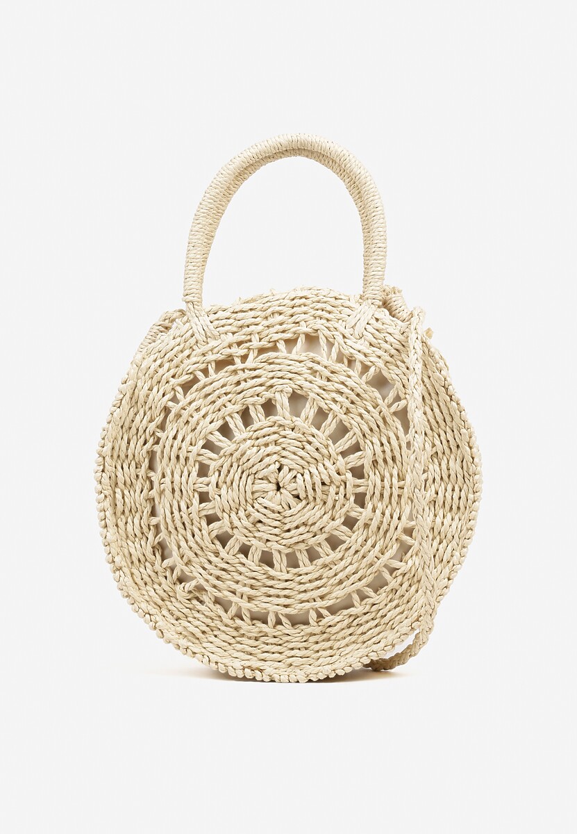 Beżowa Torebka z Plecionki o Okrągłym Kształcie Felumea