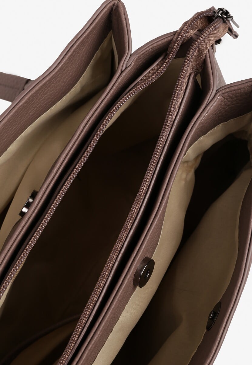 Ciemnobeżowa Torebka z Trzema Komorami i Uchwytami na Ramię Rivpio