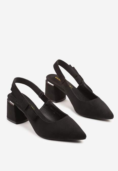 Czarne Sandały na Słupku Vices Slingback ze Skórzaną Wkładką Vevoline
