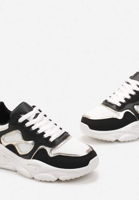 Czarne Sneakersy przed Kostkę na Grubej Podeszwie Lefia