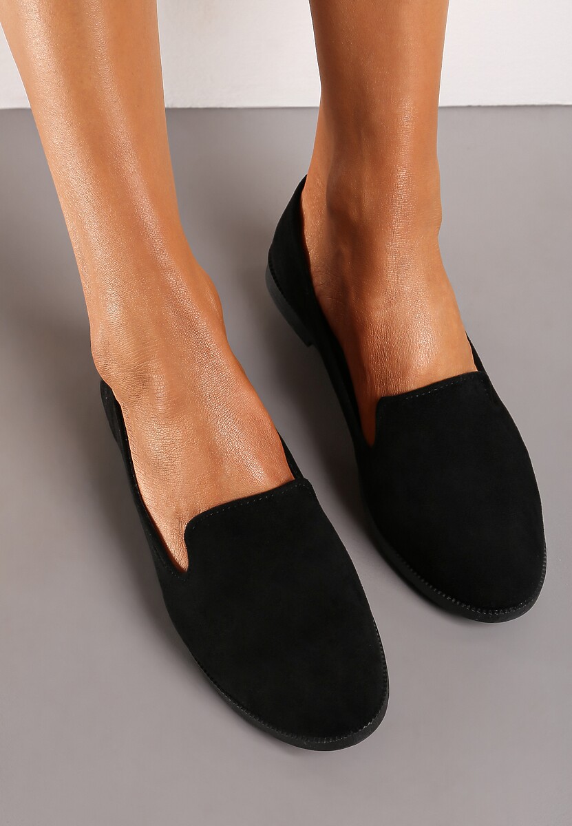 Czarne Balerinki Typu Loafersy Daphikaia