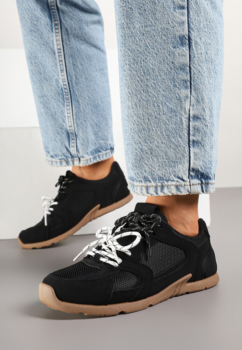 Czarne Sneakersy z Podwójnymi Sznurówkami Terfitra
