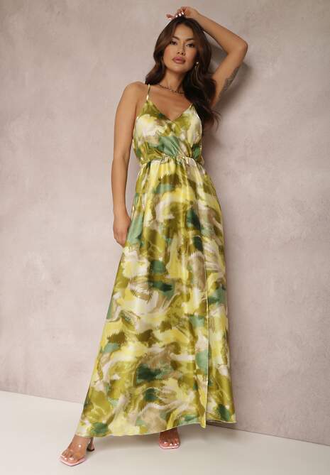 Żółto-Zielona Sukienka Phaelarpia