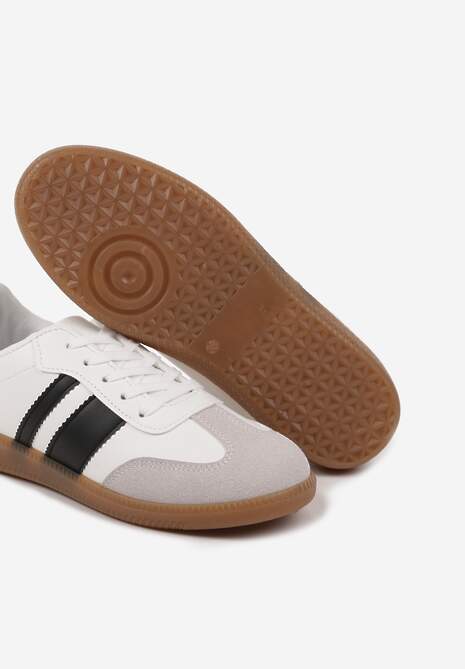 Białe Sneakersy w Stylu Tenisówek z Paskami Danareth