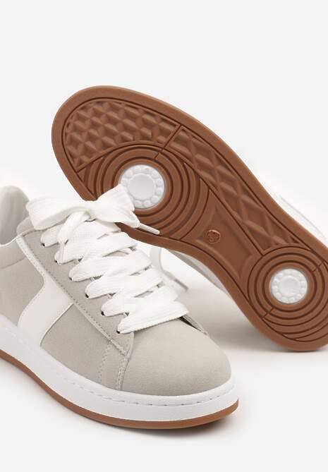 Szare Sneakersy z Geometrycznym Motywem Taniffia