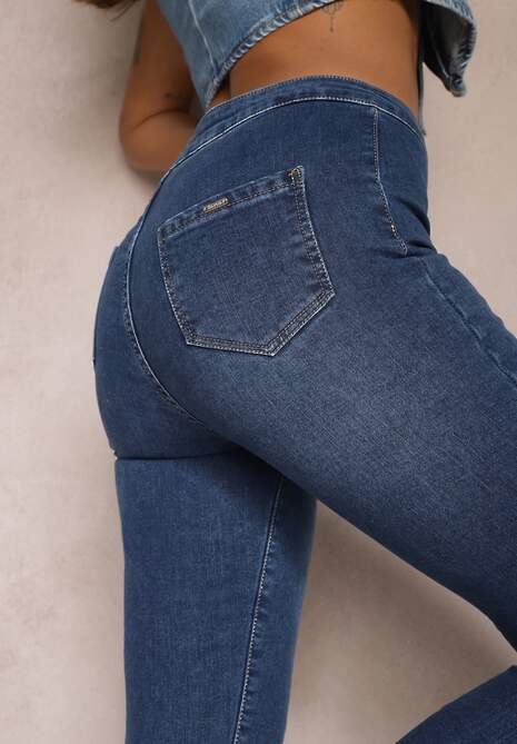 Granatowe Jeansy Skinny High Waist Vivizo