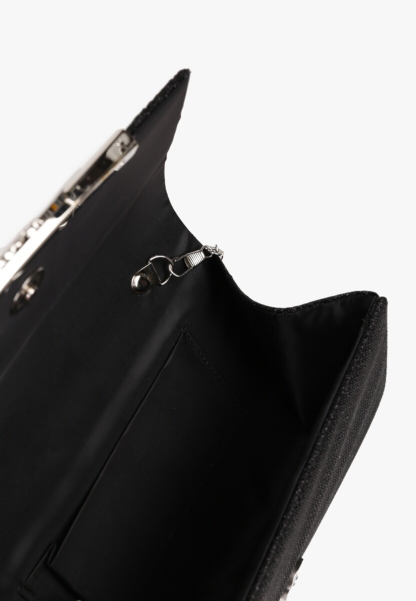 Czarna Brokatowa Torebka Kopertówka Desolle