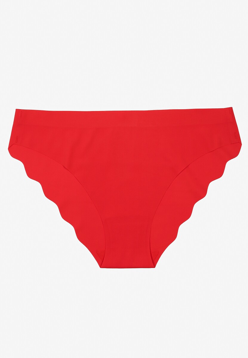Czerwone Majtki Bezszwowe Typu Figi Ozdobione Falbanką Veloti