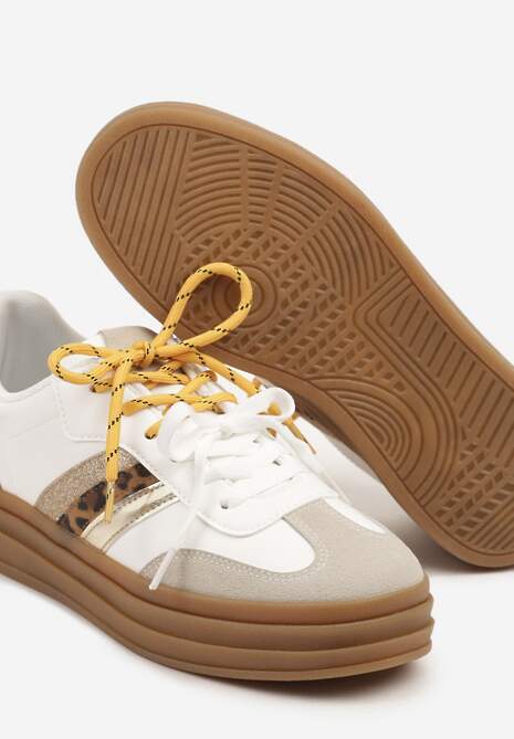 Biało-Brązowe Sneakersy Klasyczne Tenisówki Wyposażone w Dodatkowe Sznurówki Nasalle