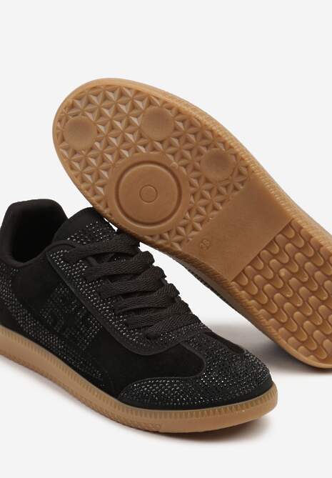 Czarne Sneakersy Tenisówki Ozdobione Cyrkoniami Amoiona