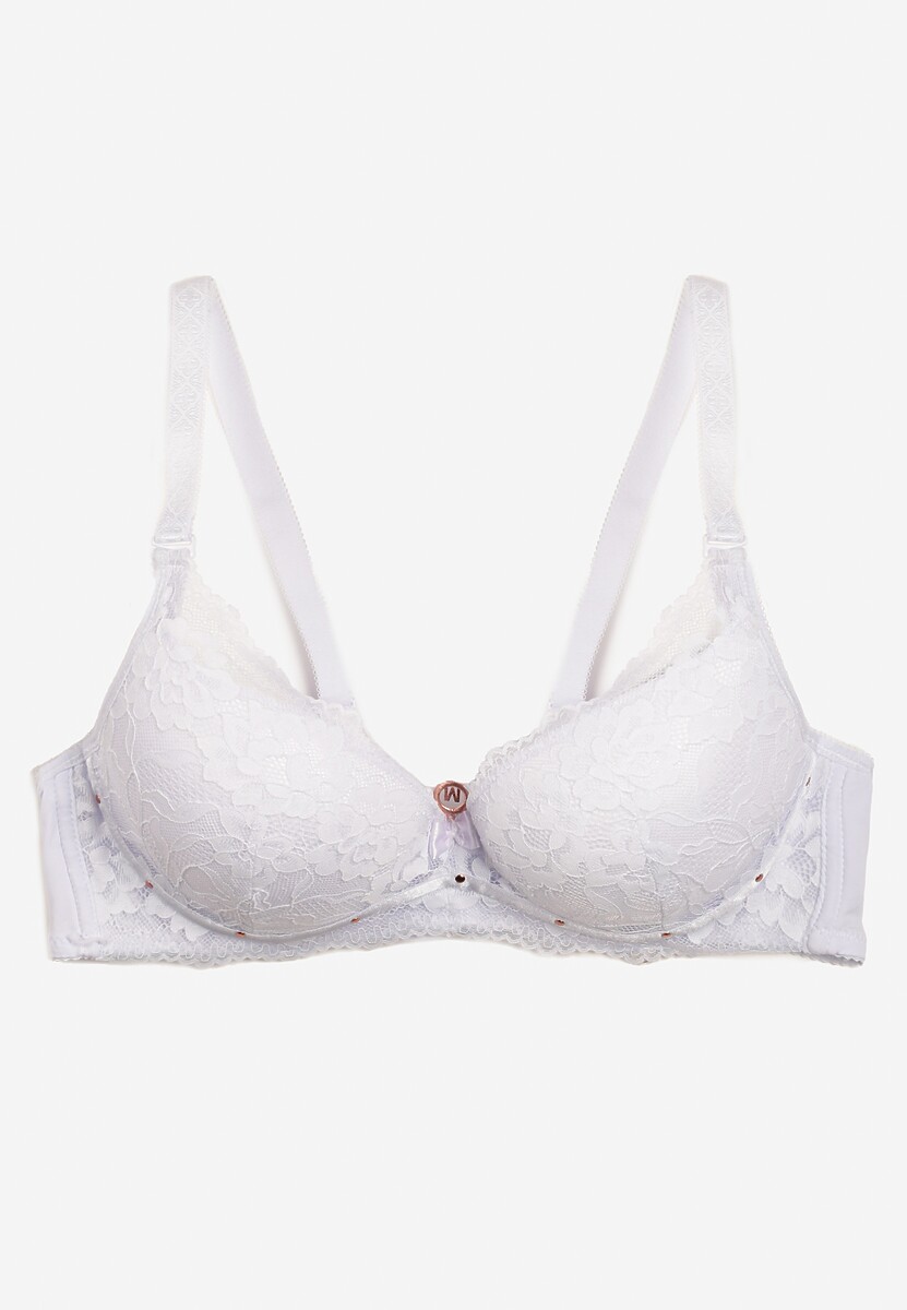 Biały Biustonosz z Koronką i Funkcją Push Up Wifia
