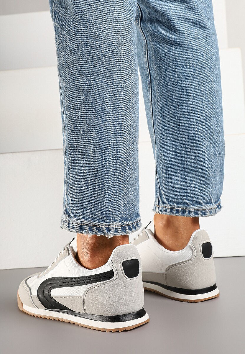 Biało-Szare Basicowe Sneakersy Ellimira