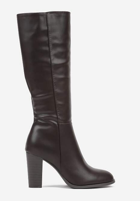 Ciemnobrązowe Eleganckie Kozaki VICES na Słupkowym Obcasie z Cholewką do Kolana Unenela