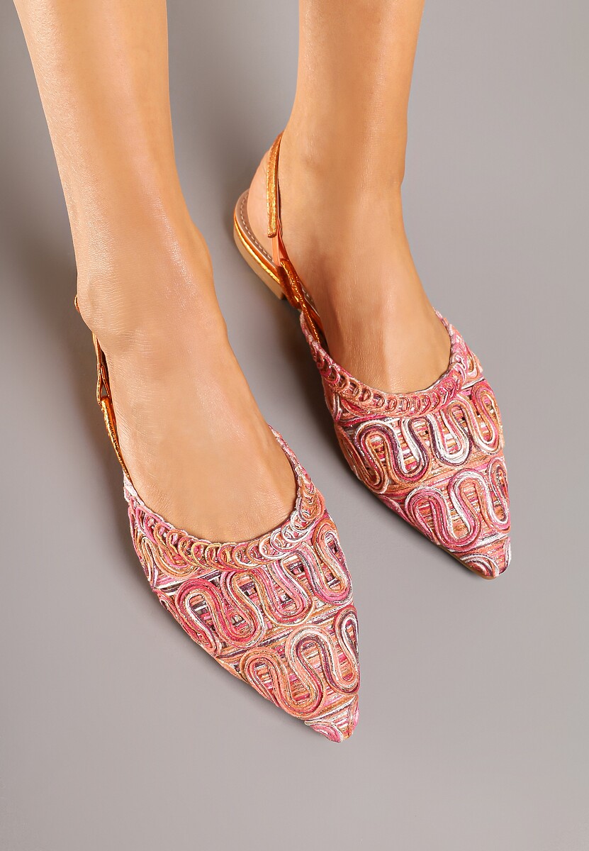 Pomarańczowe Sandały Slingback Vices z Metalicznymi Zdobieniami Janavie