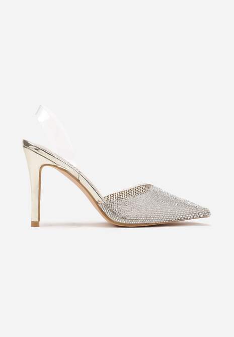 Złote Transparentne Szpilki z Błyszczącymi Cyrkoniami Verichelle