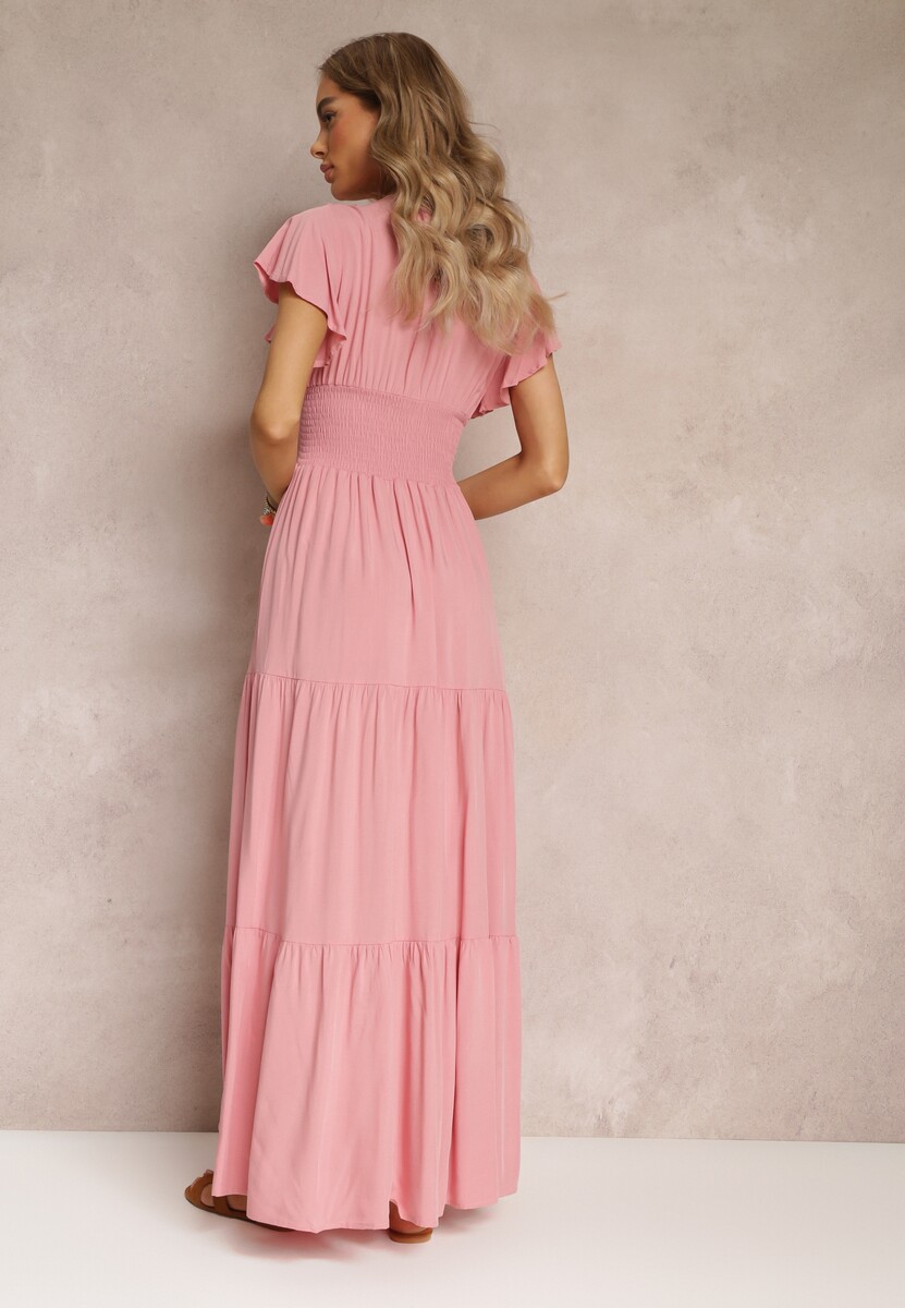 Jasnoróżowa Sukienka z Wiskozy Lobsy