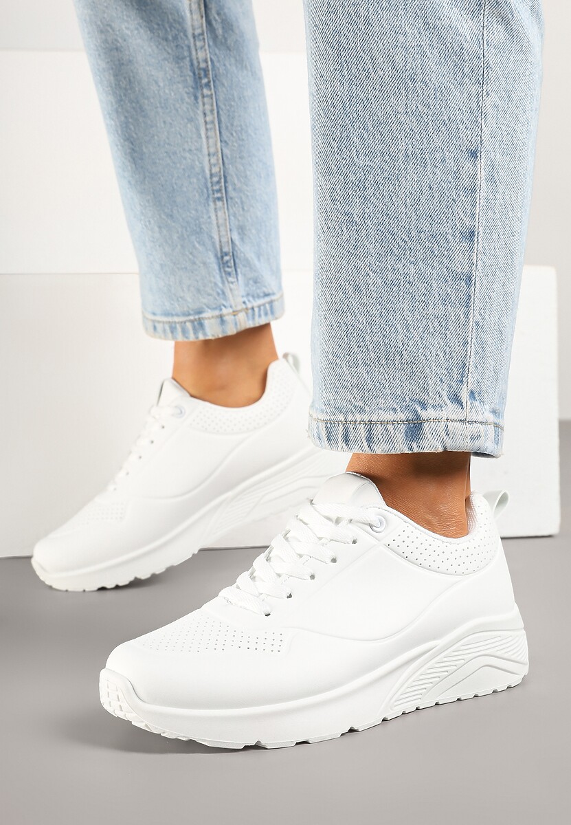 Białe Sneakersy z Tłoczoną Cholewką Ulithrena