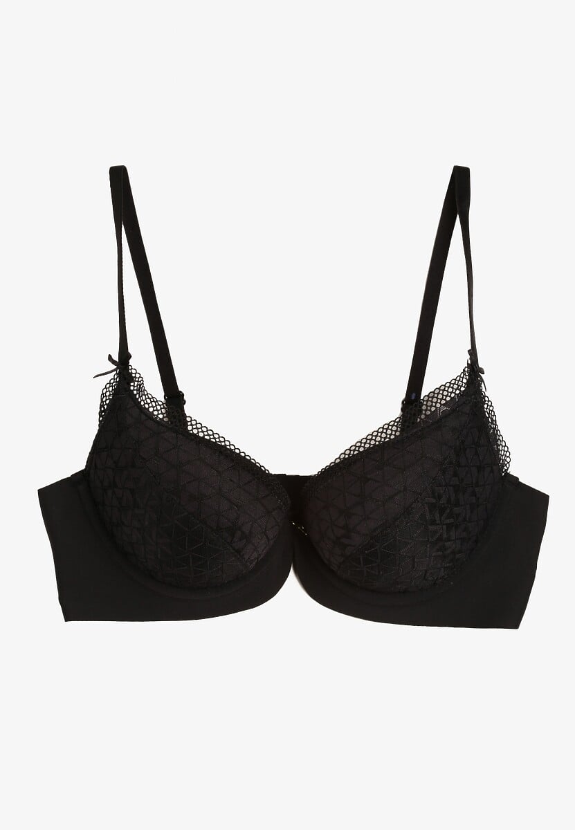 Czarny Biustonosz z Drobną Zawieszką Ecrulia