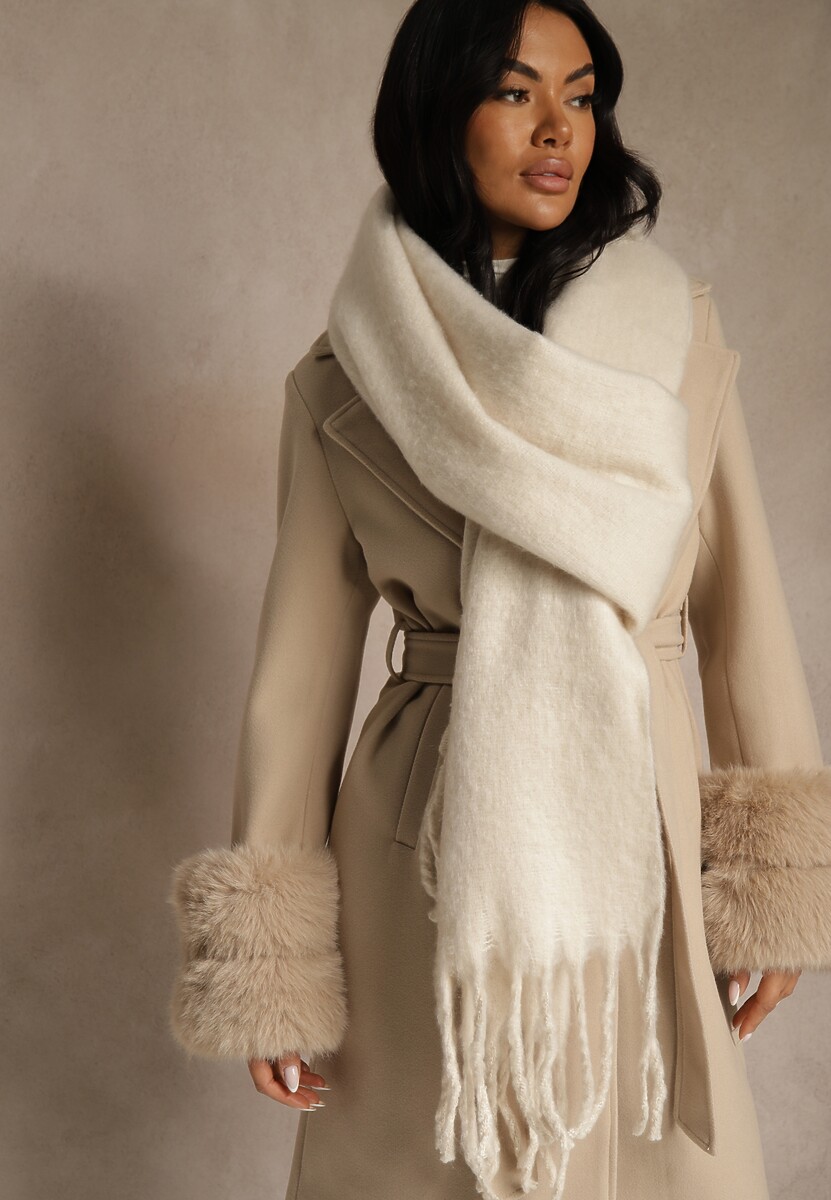 Brązowy Szalik Ozdobiony Frędzlami Owedela