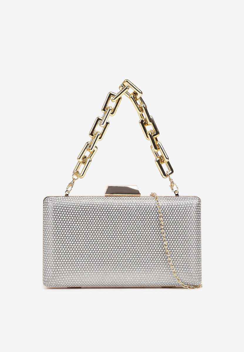 Złoto-Różowa Torebka Kopertówka z Łańcuszkiem Zdobiona Brokatem Kellirra