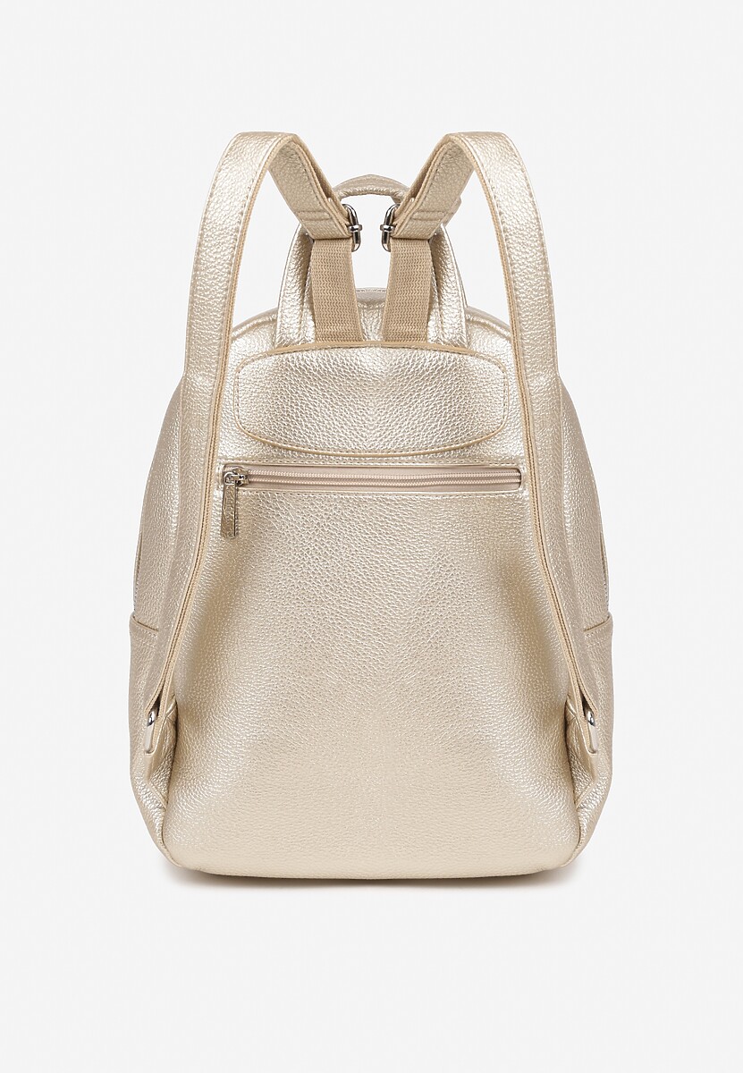 Złoty Mały Plecak Zdobiony Suwakiem Nilzeri