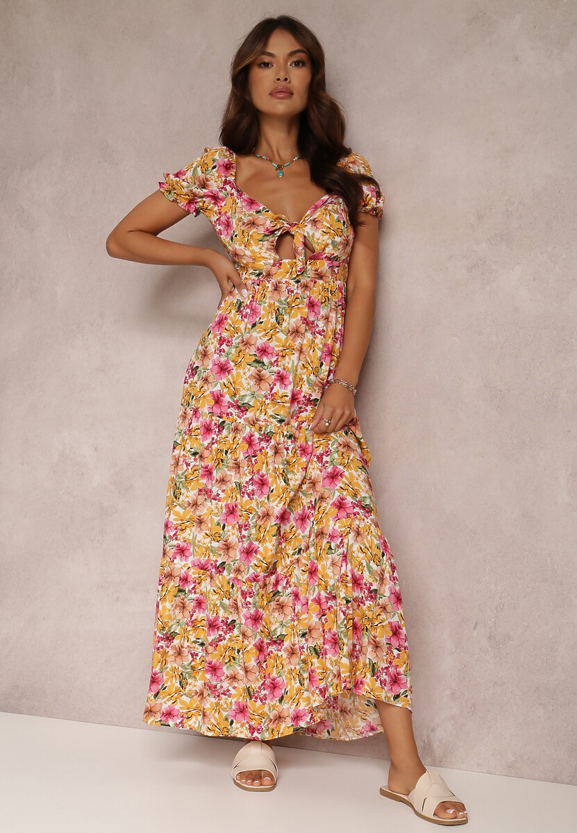 Biało-Żółta Sukienka Mothea