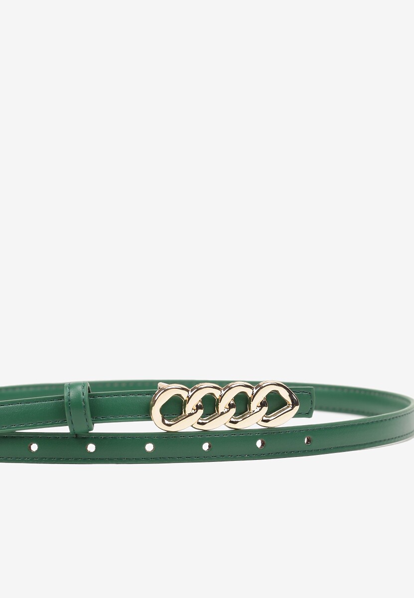 Zielony Pasek z Klamrą Imitującą Łańcuch Uridia