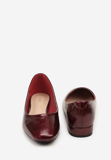 Bordowe Czółenka Lakierowane Vices z Wkładką ze Skóry Naturalnej Naliorelle