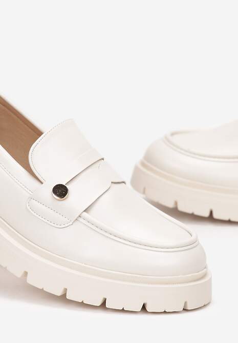 Beżowe Mokasyny z Przeszyciami Imadur