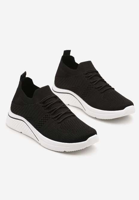 Czarne Siateczkowe Buty Sportowe Sneakersy na Zdobionej Podeszwie Talloti