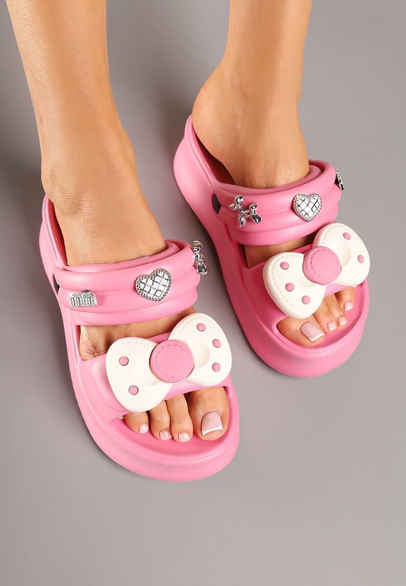 Różowe Piankowe Klapki z Ozdobnymi Aplikacjami i Paskiem na Piętę Arvisan