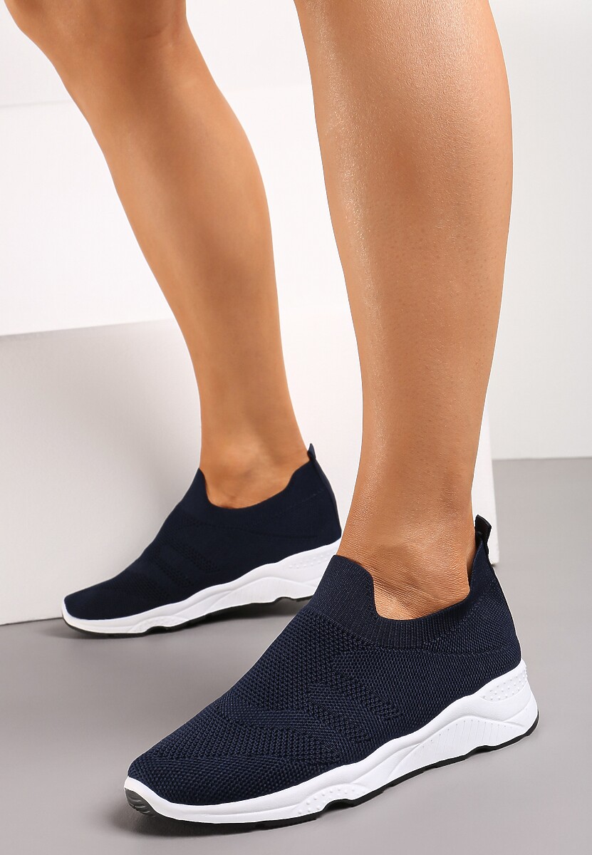 Jasnoniebieskie Buty Sportowe na Płaskiej Podeszwie z Elastyczną Cholewką Urselith