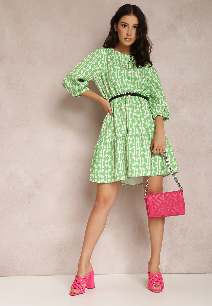 Zielona Sukienka z Paskiem Kaliphae