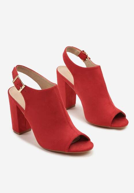 Czerwone Sandały Vices na Słupku z Wkładką ze Skóry Naturalnej Feladriela